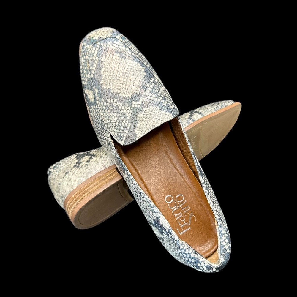 Franco Sarto Women’s Carlina Snakeskin Embossed Loafer Gray Size 8